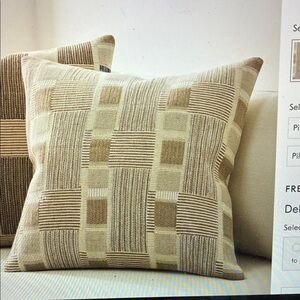 West Elm Tan and Cream Patterned Pillow
